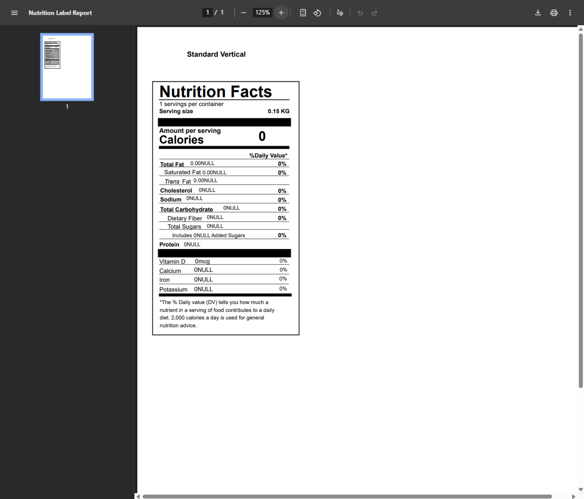 Nutritional Labeling