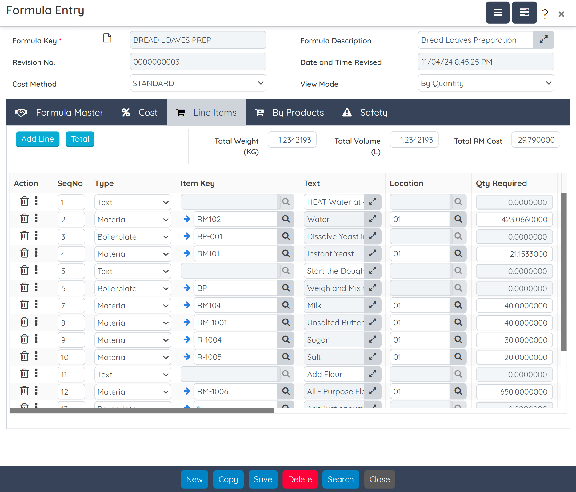 Recipe & Formula Management