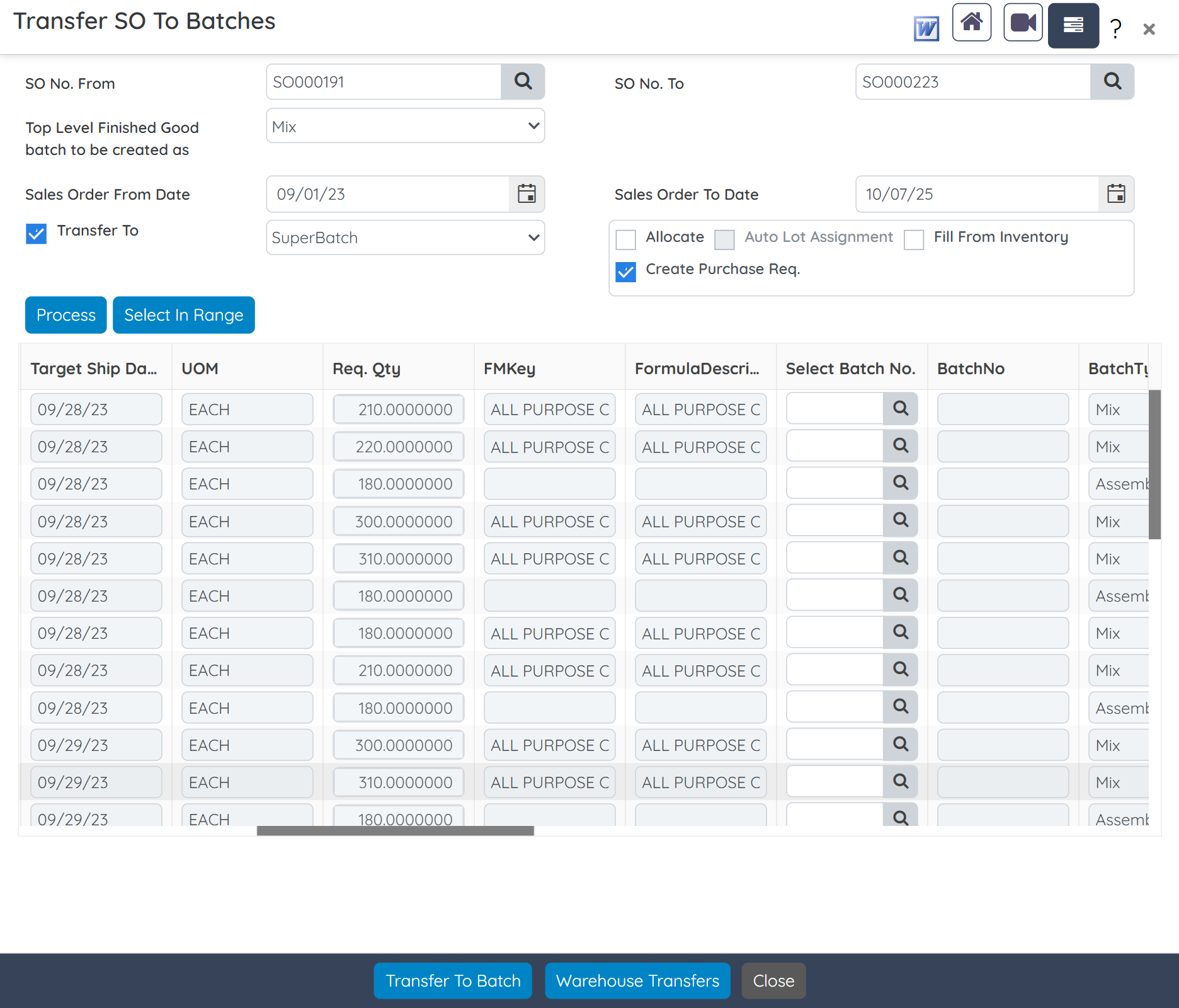 Chemical Batch Size Optimization