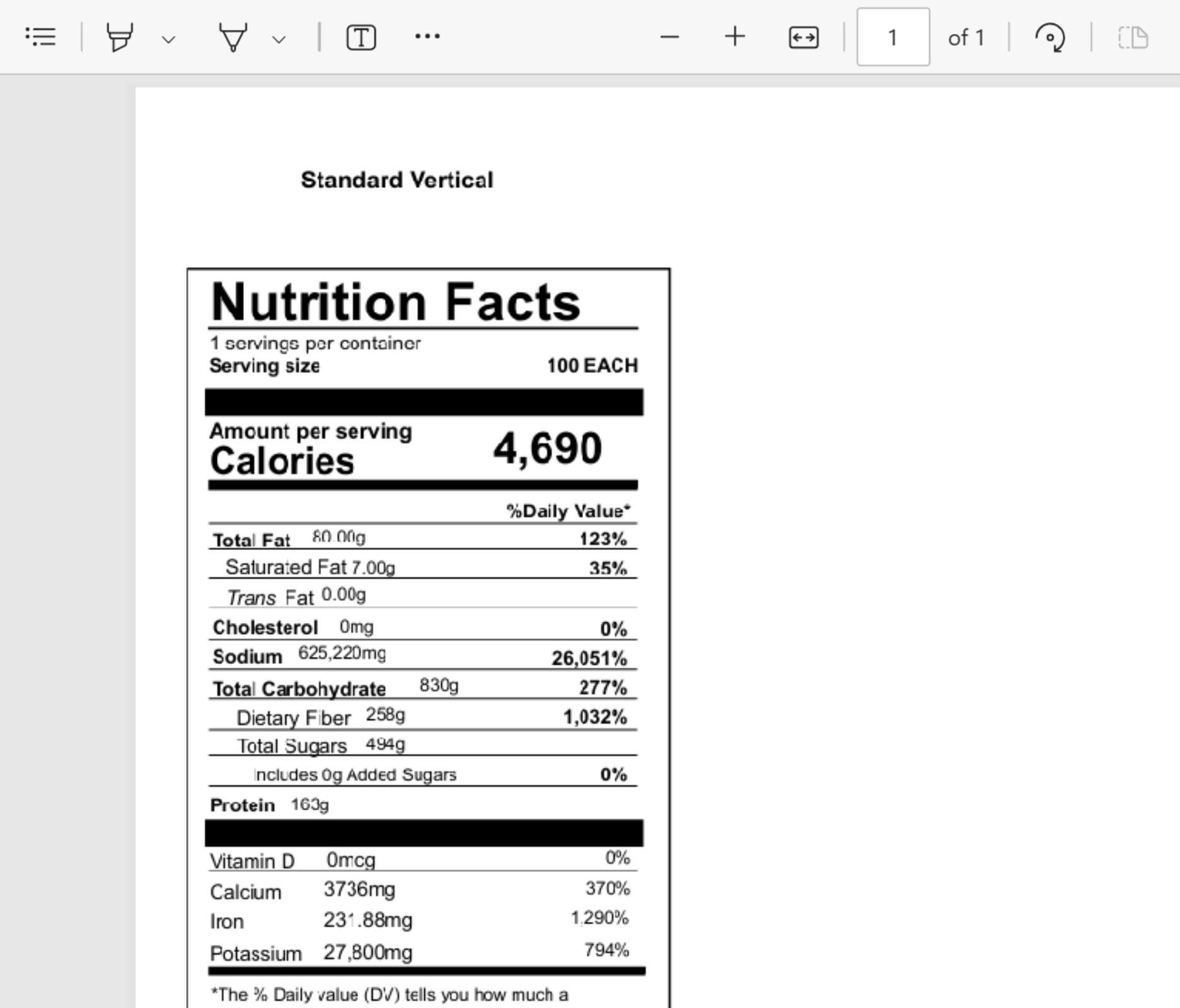 Nutritional Labeling