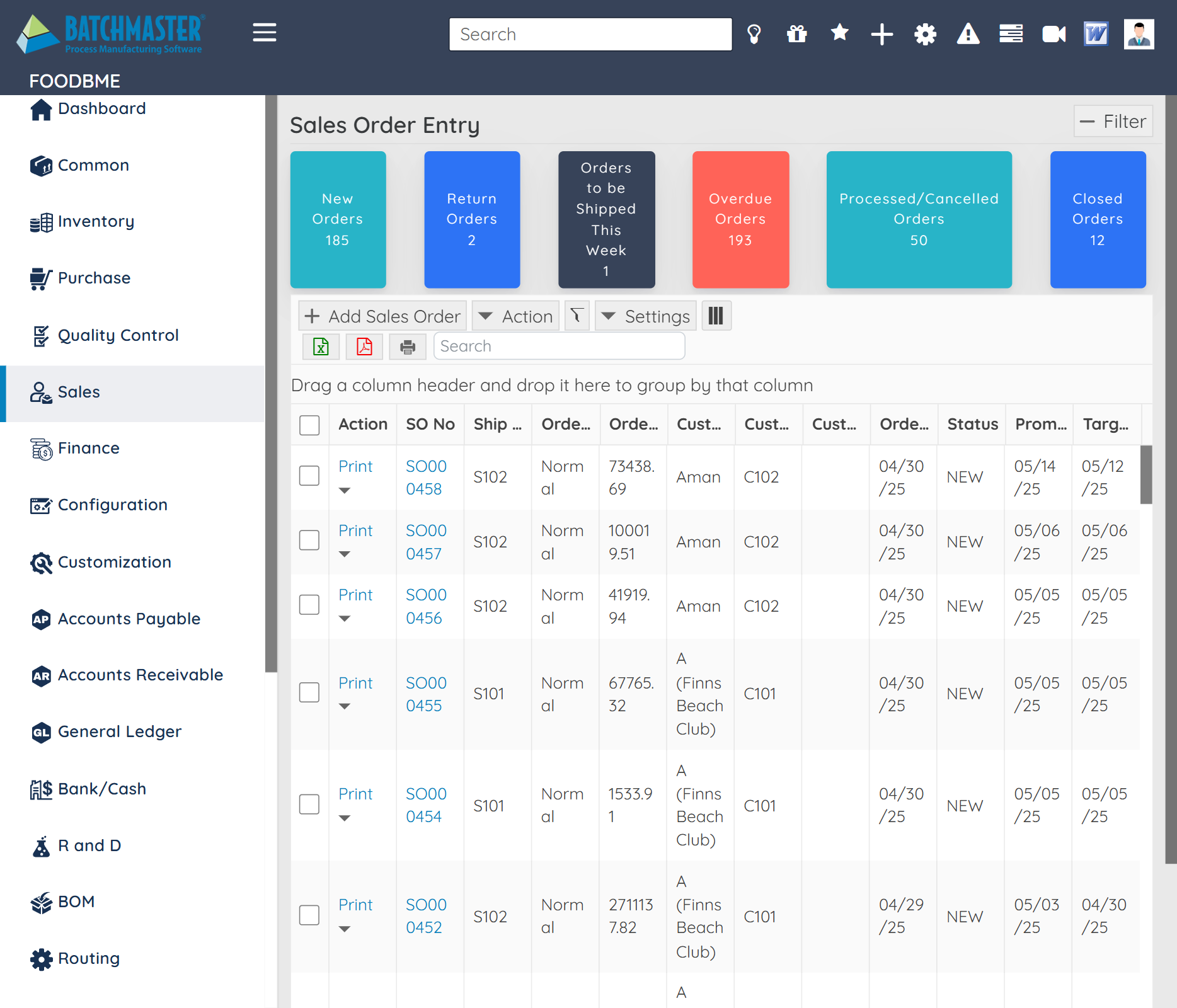 Screenshot of the Sales-Management
