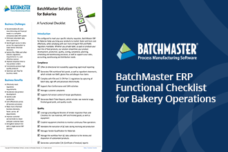 BatchMaster ERP functional checklist for bakery operations